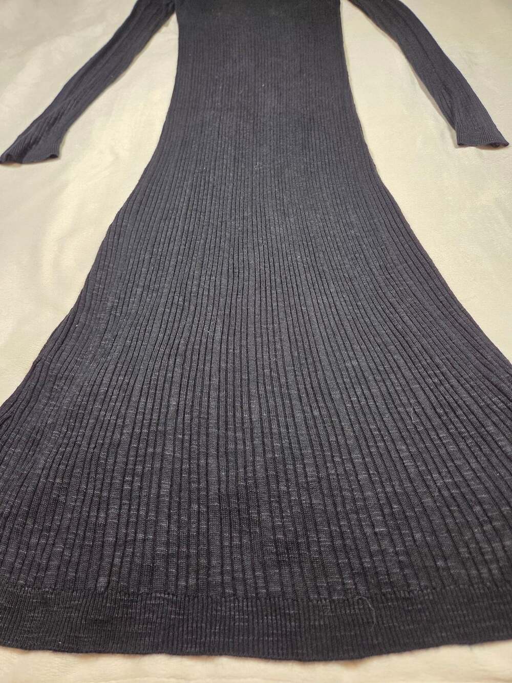 Free People Date Night Cardi Size L Black Ribbed Knit Midi Dress - Picture 4 of 7